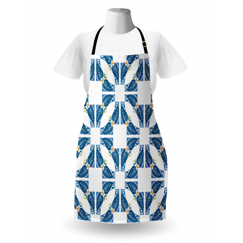 Moroccan Blue Leaves Apron