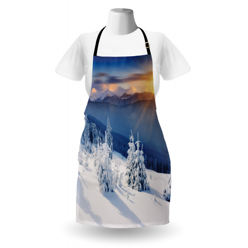Gökyüzü Mutfak Önlüğü Güneş Vuran Karlı Dağ