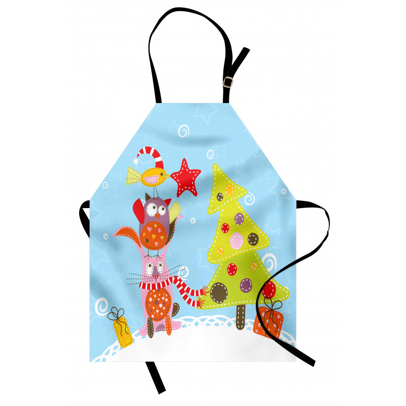 Cartoon Style Cat Owl Apron