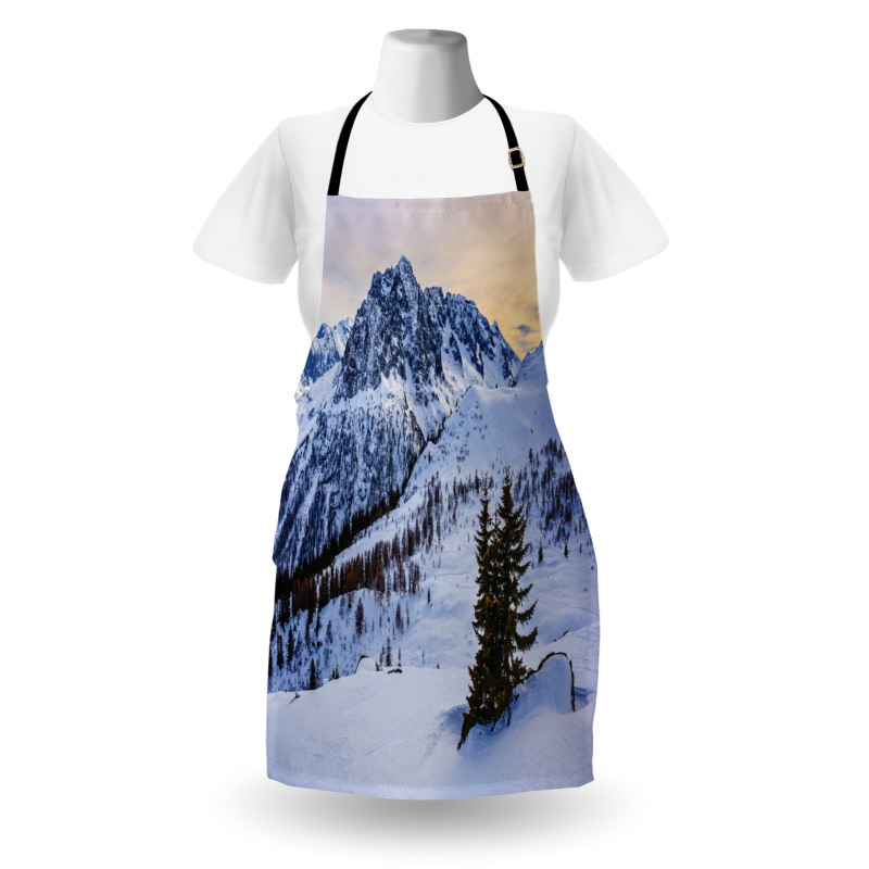 Snowy Mountain Winter Apron