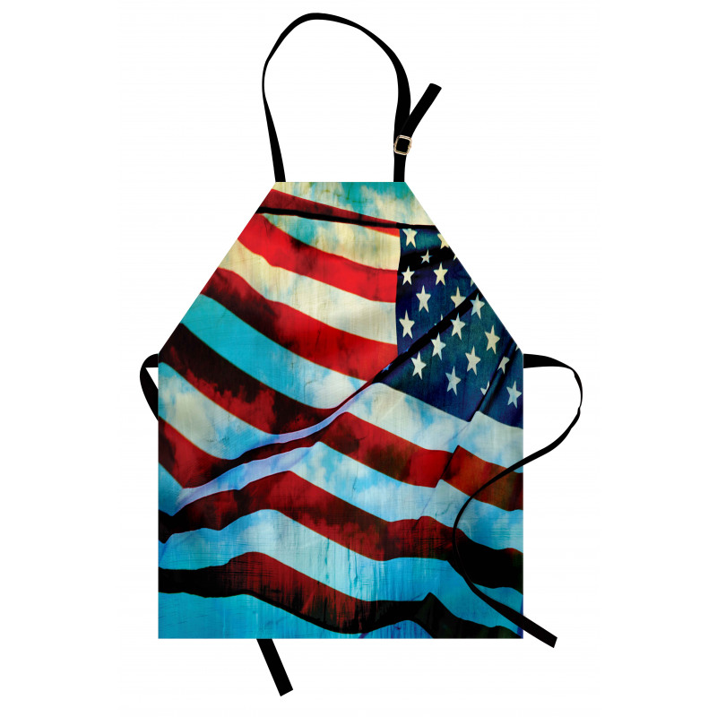Ülkeler ve Şehirler Mutfak Önlüğü Dalgalanan ABD Bayrağı