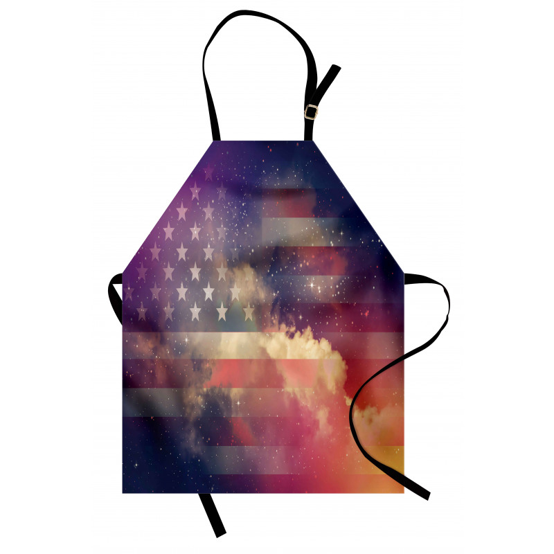 Ülkeler ve Şehirler Mutfak Önlüğü Gökyüzü ve ABD Bayrağı