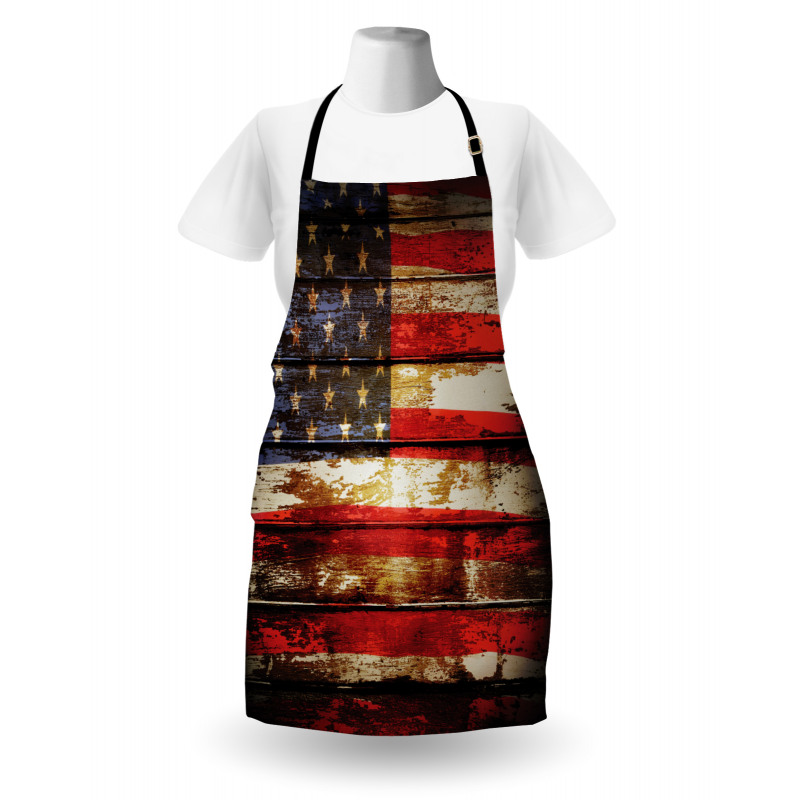 Eskitme Mutfak Önlüğü ABD Bayrağı Desenli
