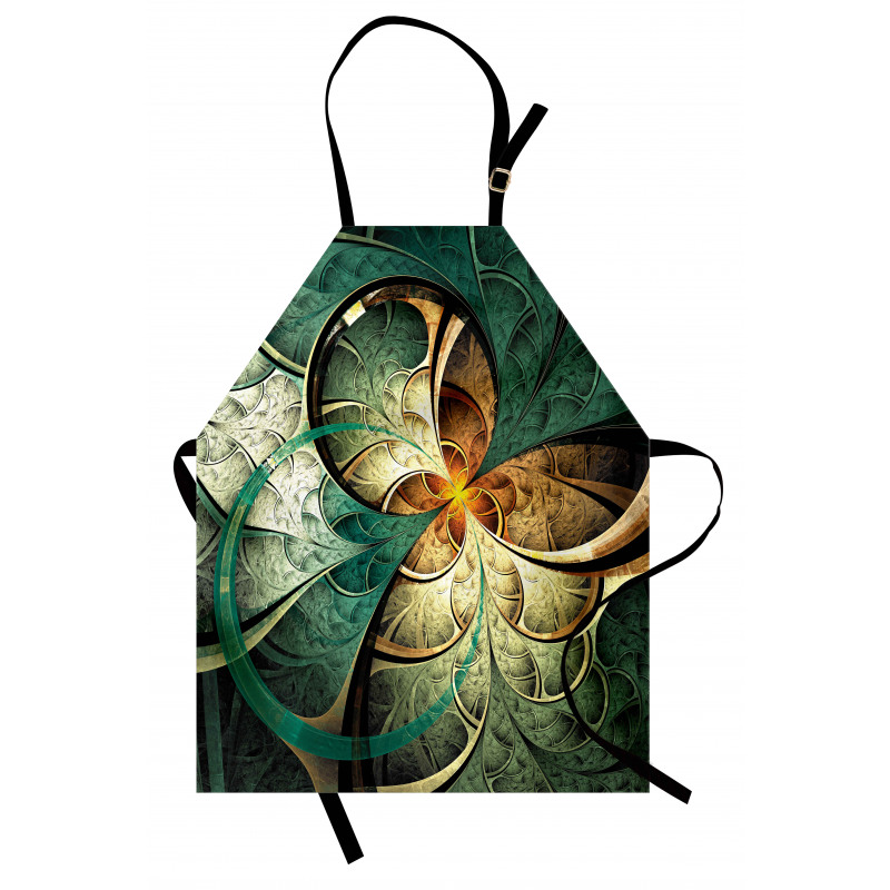 Çiçekli Mutfak Önlüğü Mistik Fraktal Çiçek Desenli