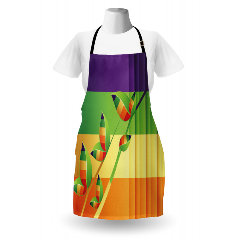 Floral Leaves Stripes Apron