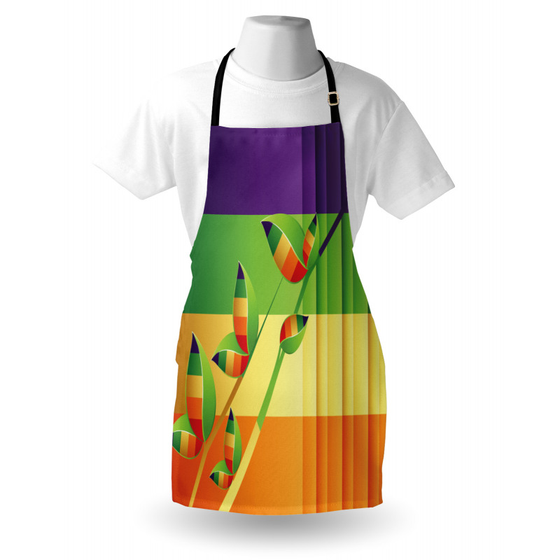 Floral Leaves Stripes Apron