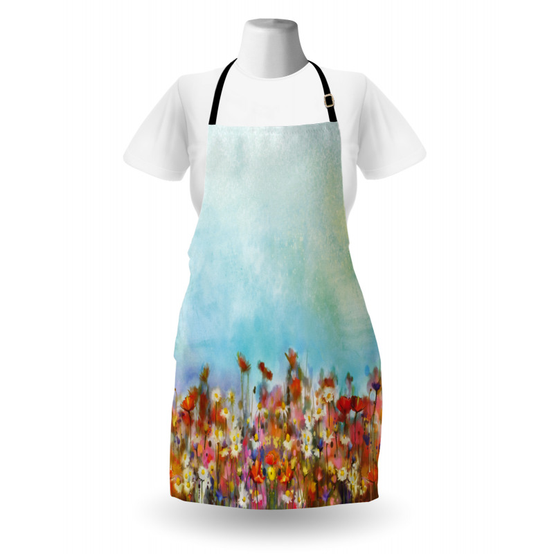 Flower Field Watercolor Apron