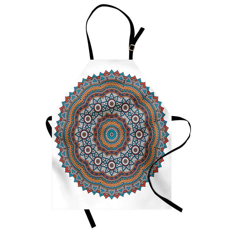 Mandala Mutfak Önlüğü Merkezli Tasarım Çiçek Desenli
