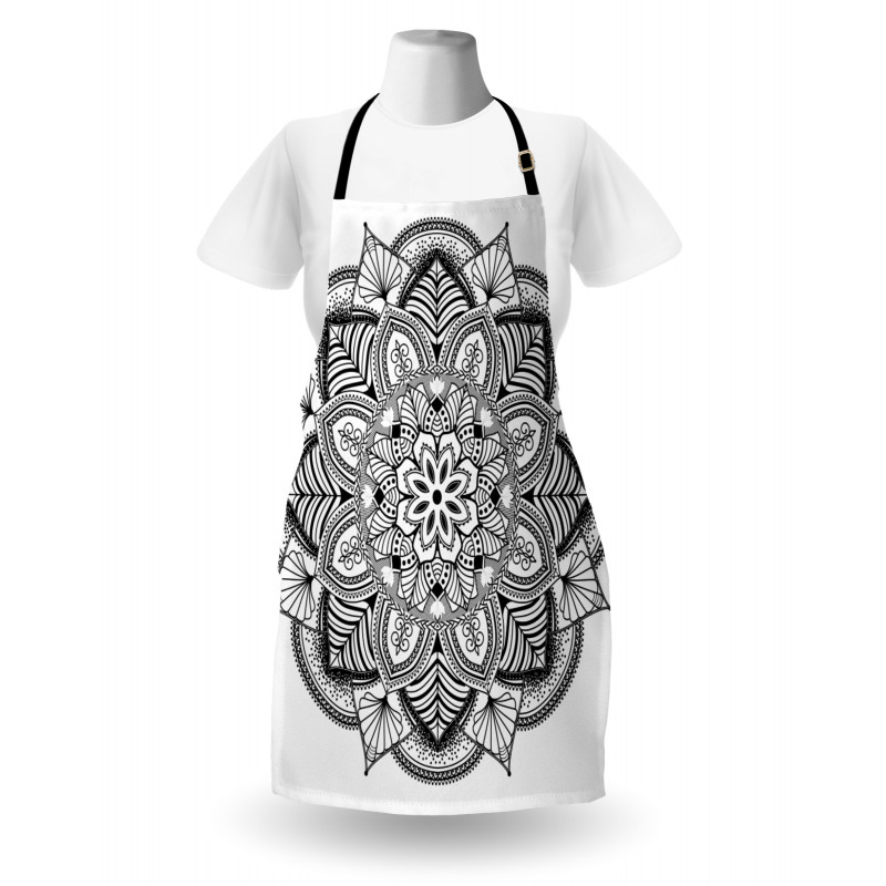 Mandala Black White Art Apron