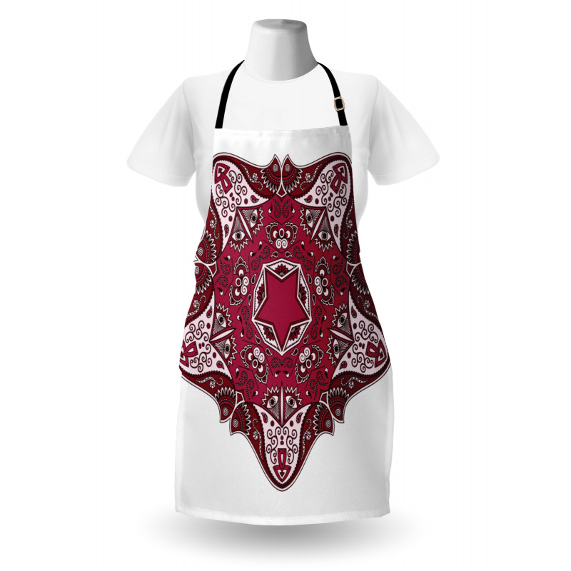 Maroon Mandala Asian Apron