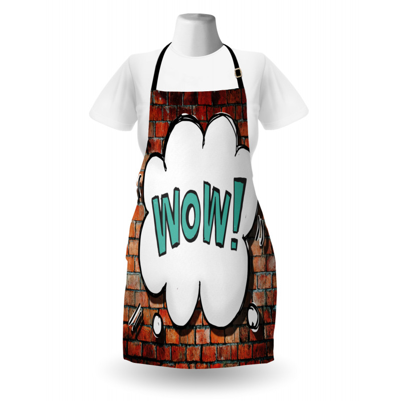 Words Cracked Brick Wall Apron