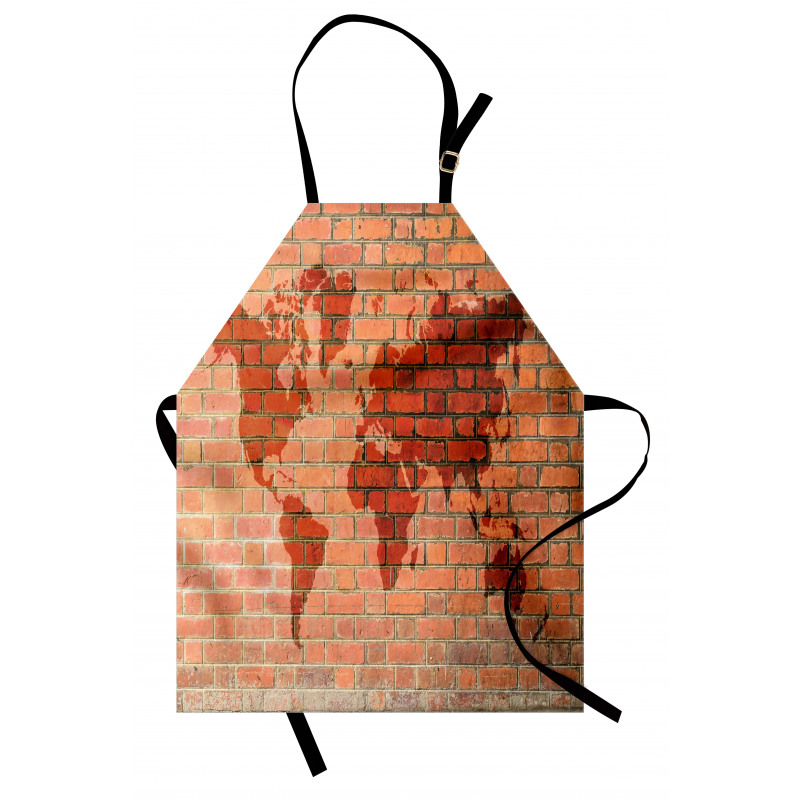 World Map on Brick Wall Apron