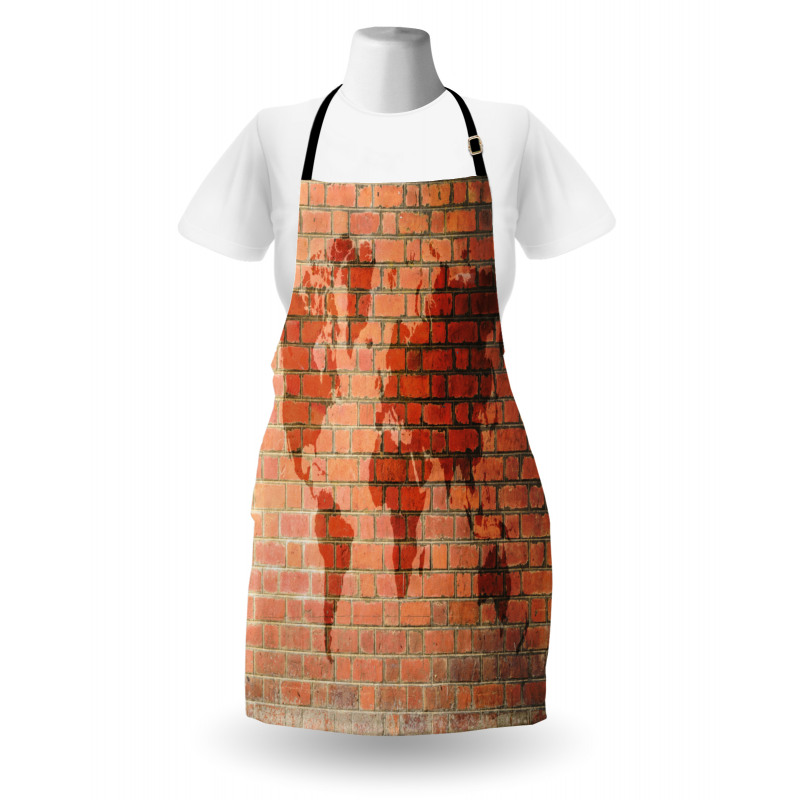 World Map on Brick Wall Apron