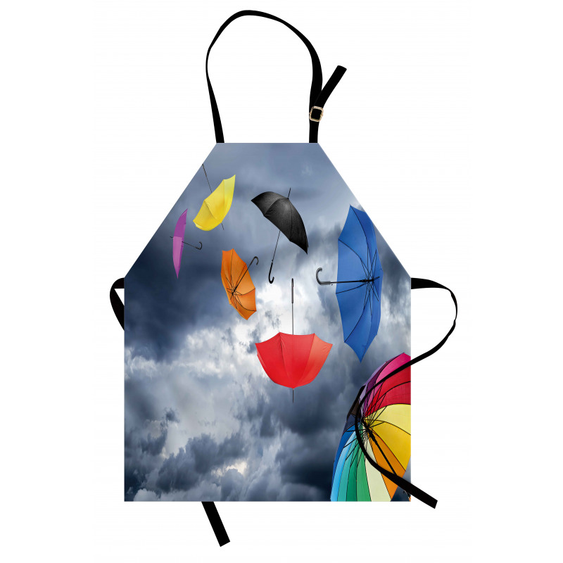 Flying Umbrellas Clouds Apron