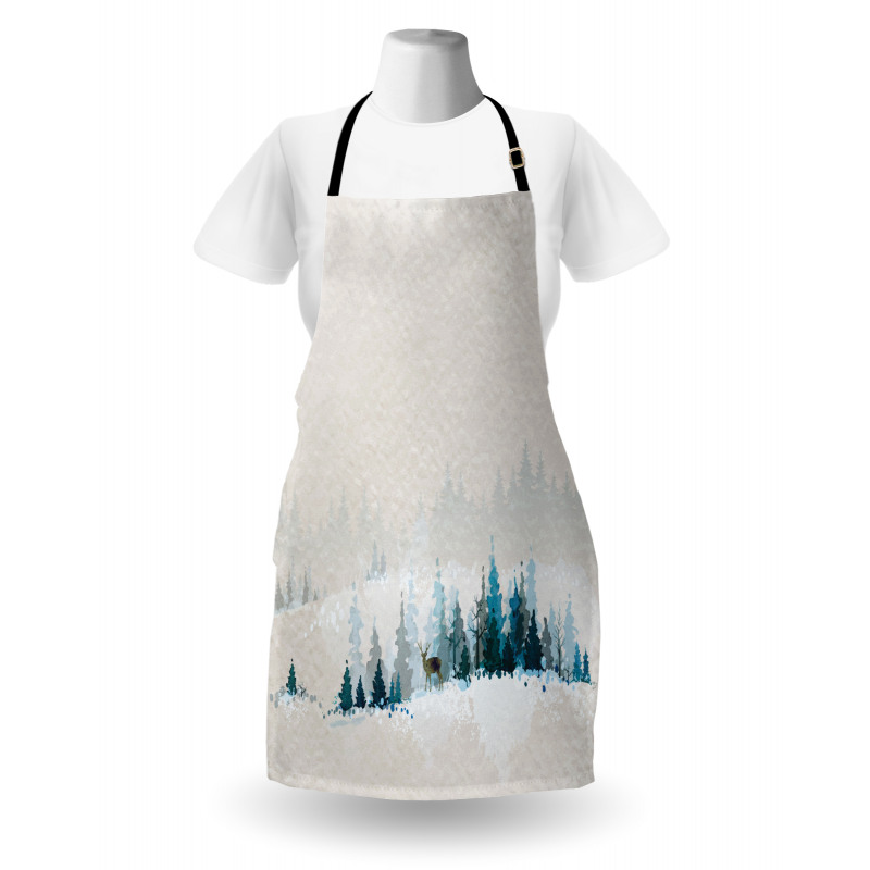 Watercolor Art Pine Trees Apron