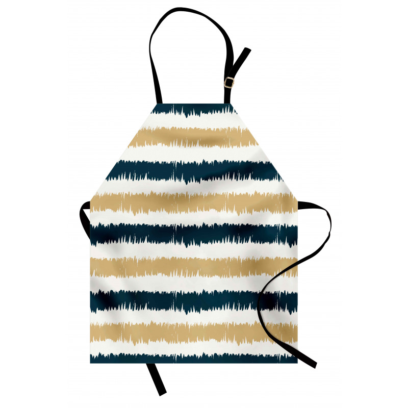 Navy Blue Beige Brush Apron