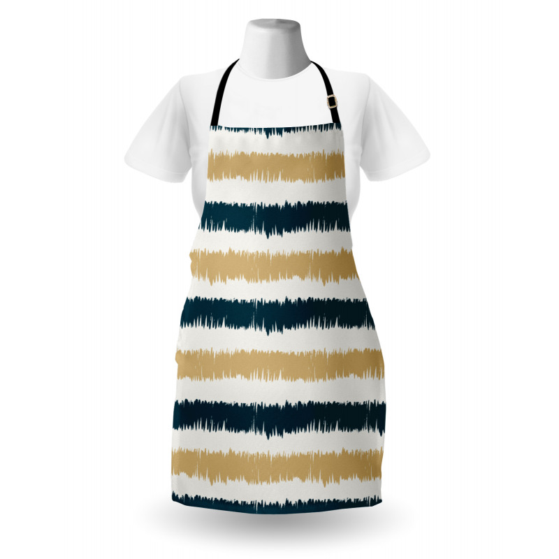 Navy Blue Beige Brush Apron