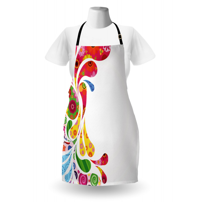 Retro Floral Leaf Art Apron