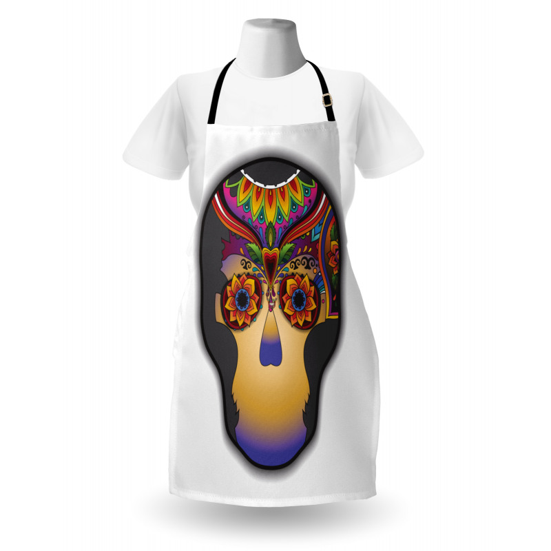 Colored Flower Skull Apron