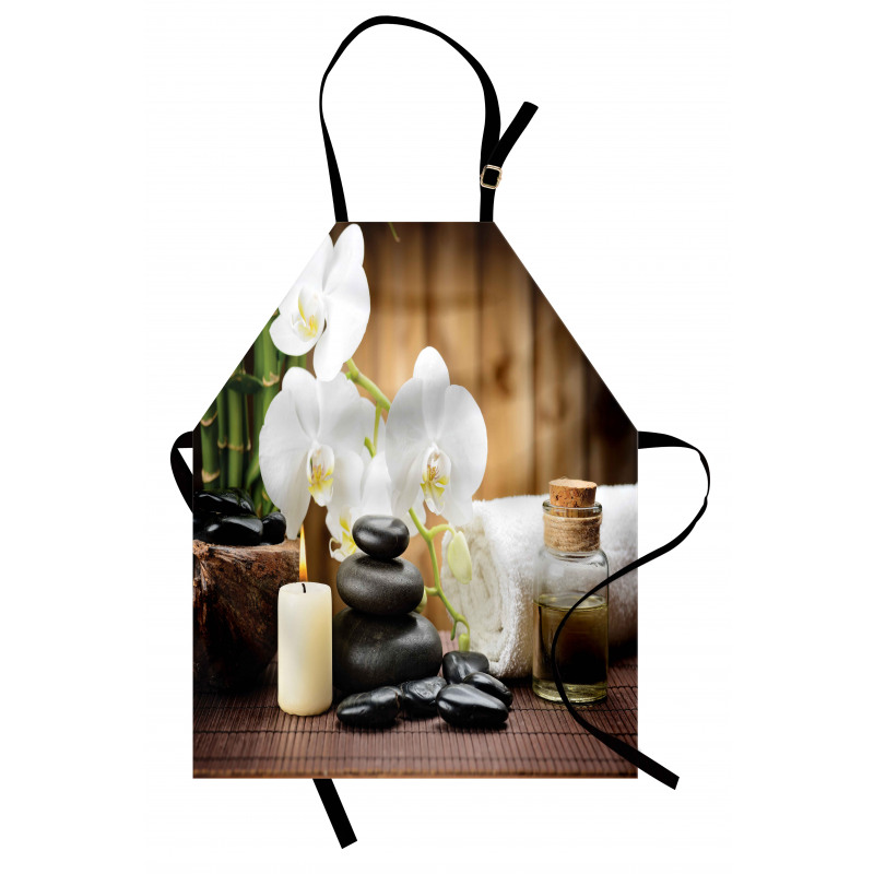Çiçekli Mutfak Önlüğü Orkide ve Masaj Taşları