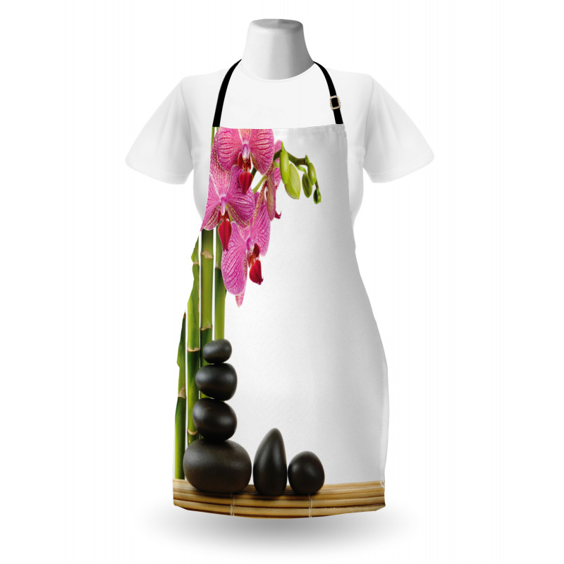 Pink Orchid and Bamboos Apron
