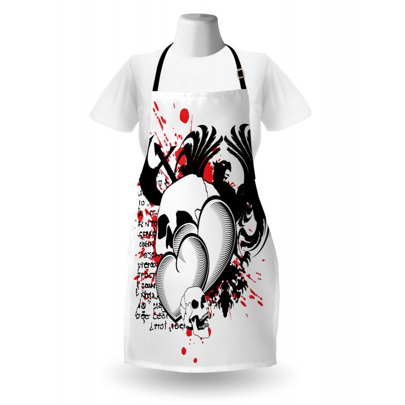 Skull Eagle Love Hearts Apron