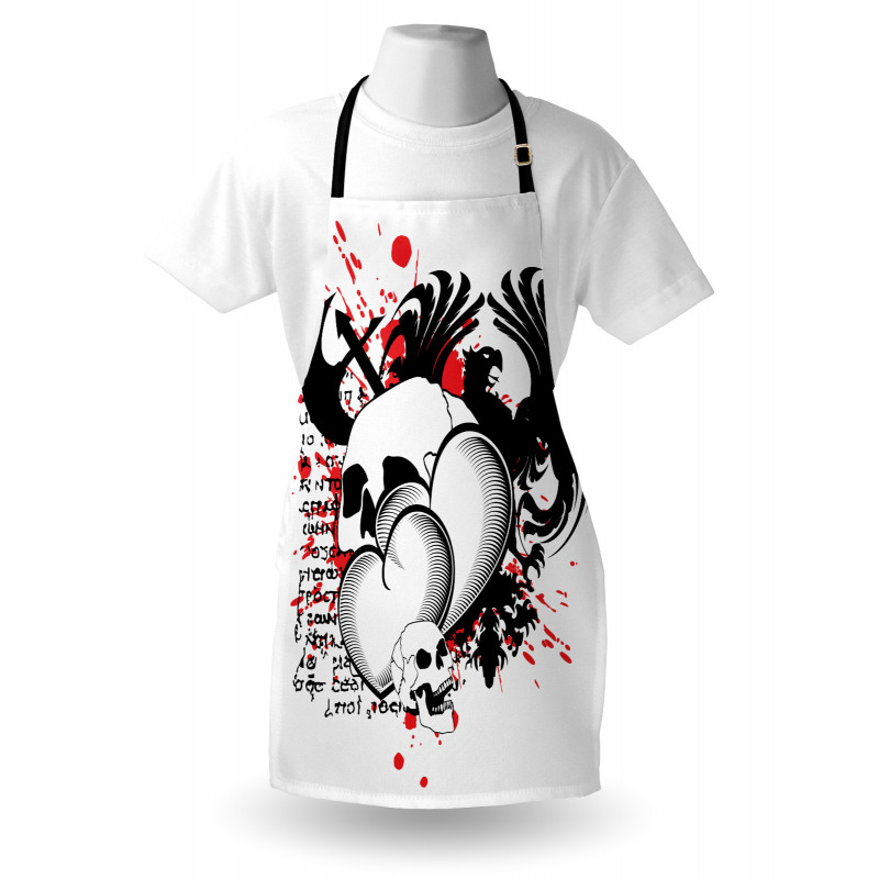 Skull Eagle Love Hearts Apron