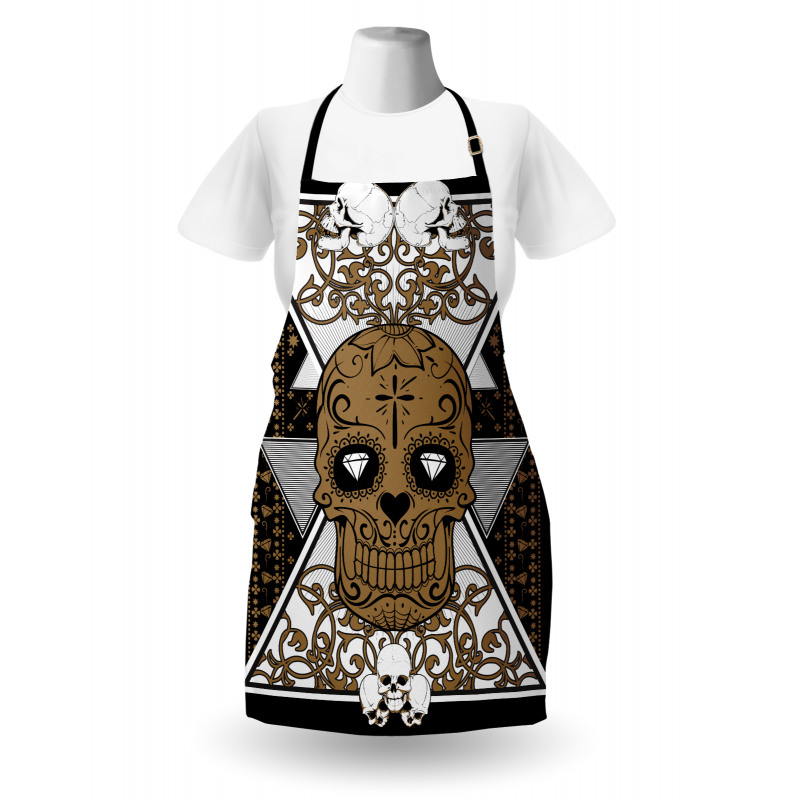 Skull and Flowers Tattoo Apron