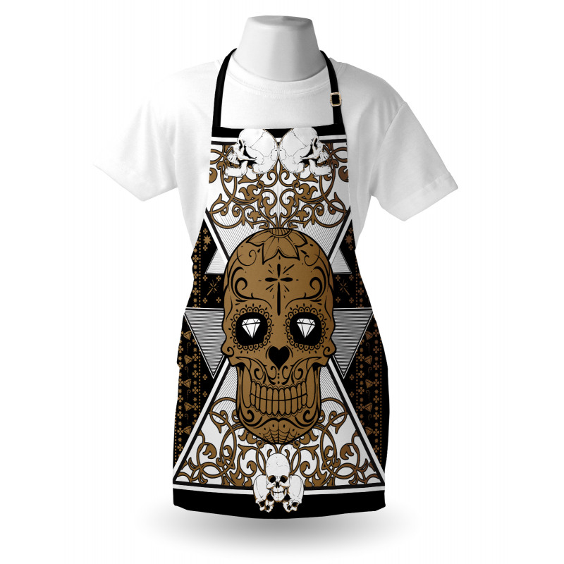 Skull and Flowers Tattoo Apron