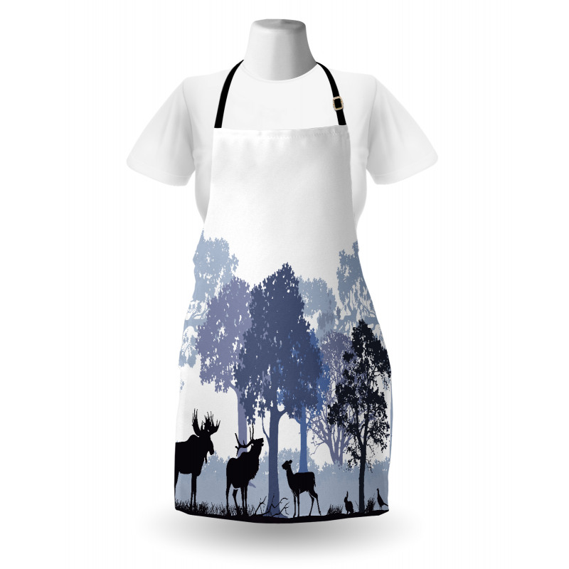 Grey Wild Forest Animals Apron