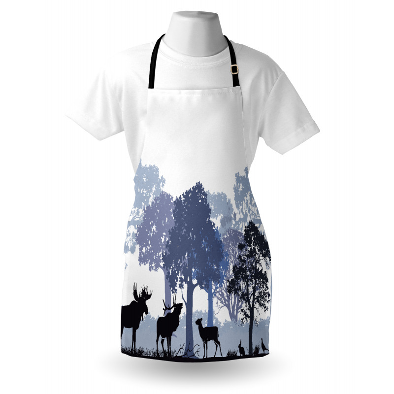 Grey Wild Forest Animals Apron