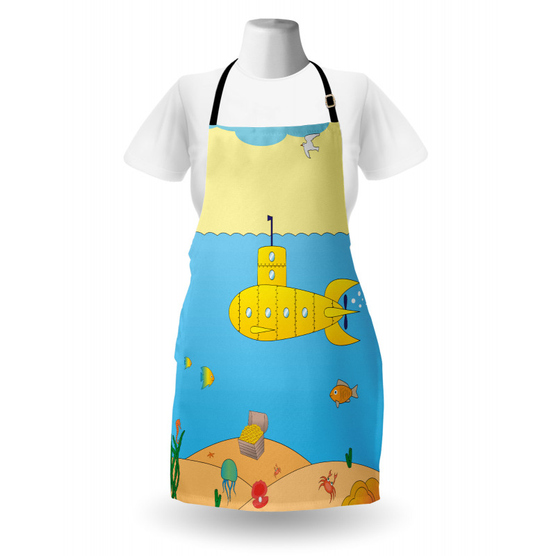 Çocuklar için Mutfak Önlüğü Deniz Altı Desenli