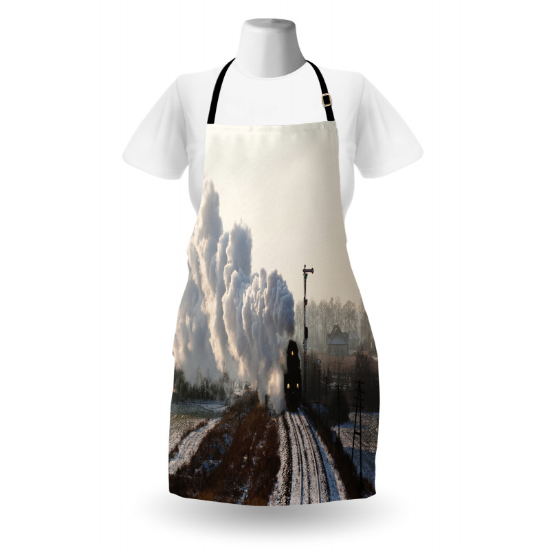 Train Snowy Scene Apron