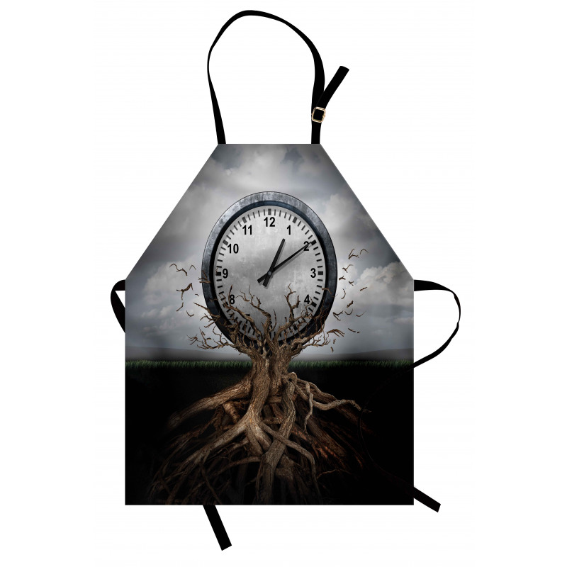 Zaman Mutfak Önlüğü Ağaçtan Saat Desenli