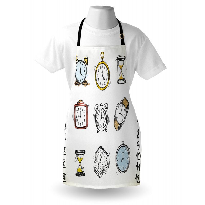 Hand Drawn Vintage Clock Apron