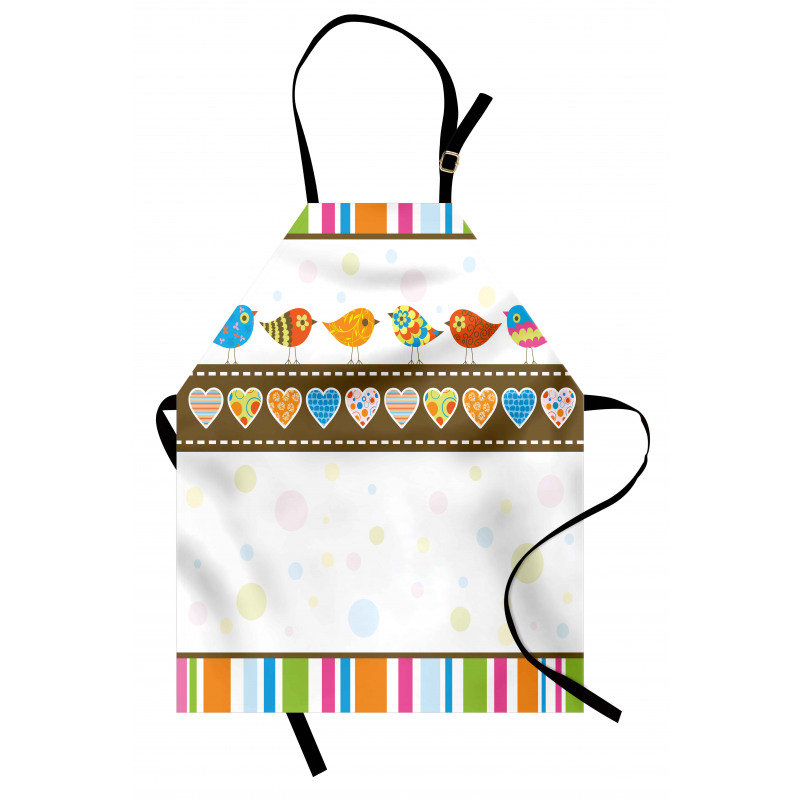 Birds Hearts Stripes Apron