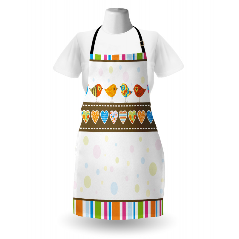 Birds Hearts Stripes Apron