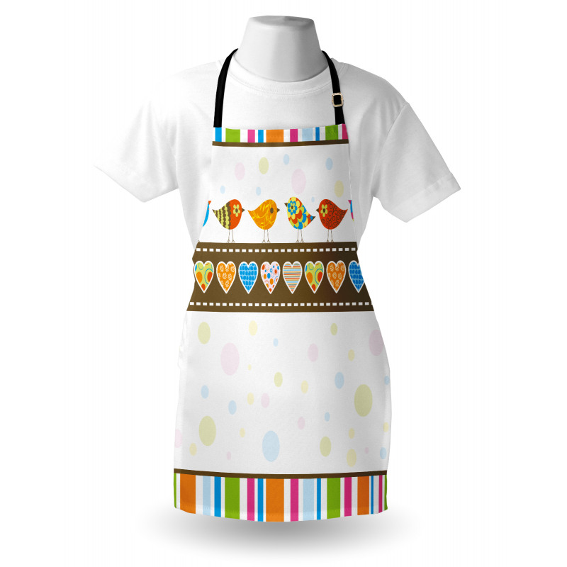 Birds Hearts Stripes Apron