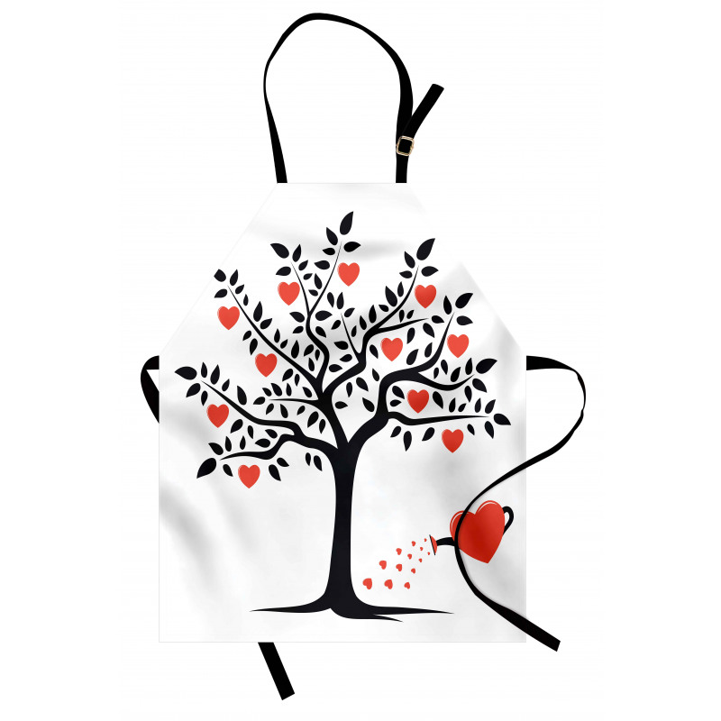 Romantik Mutfak Önlüğü Kalpten Ağaç Desenli