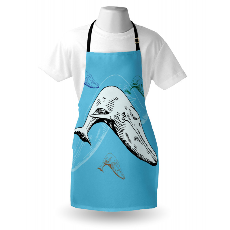 Ocean Whales Hand Drawn Apron