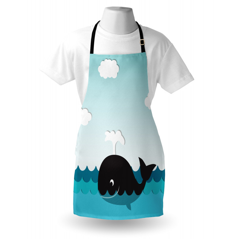 Whale in Wavy Ocean Apron