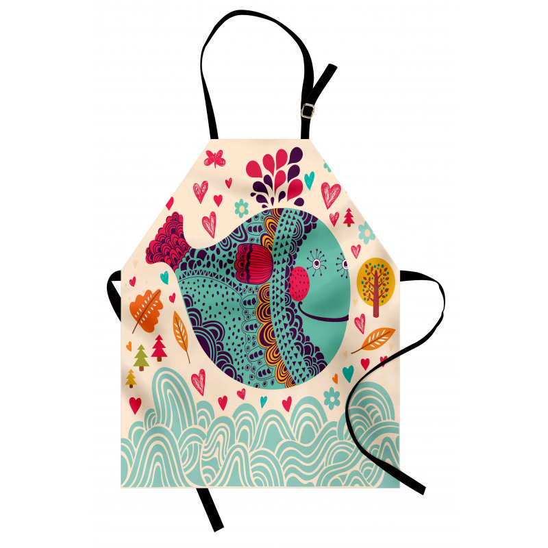 Colorful Whales Plants Apron