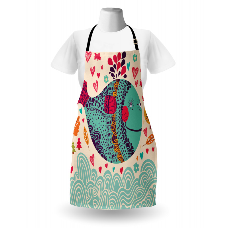 Colorful Whales Plants Apron