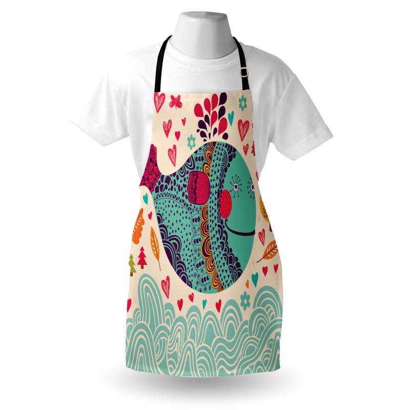 Colorful Whales Plants Apron