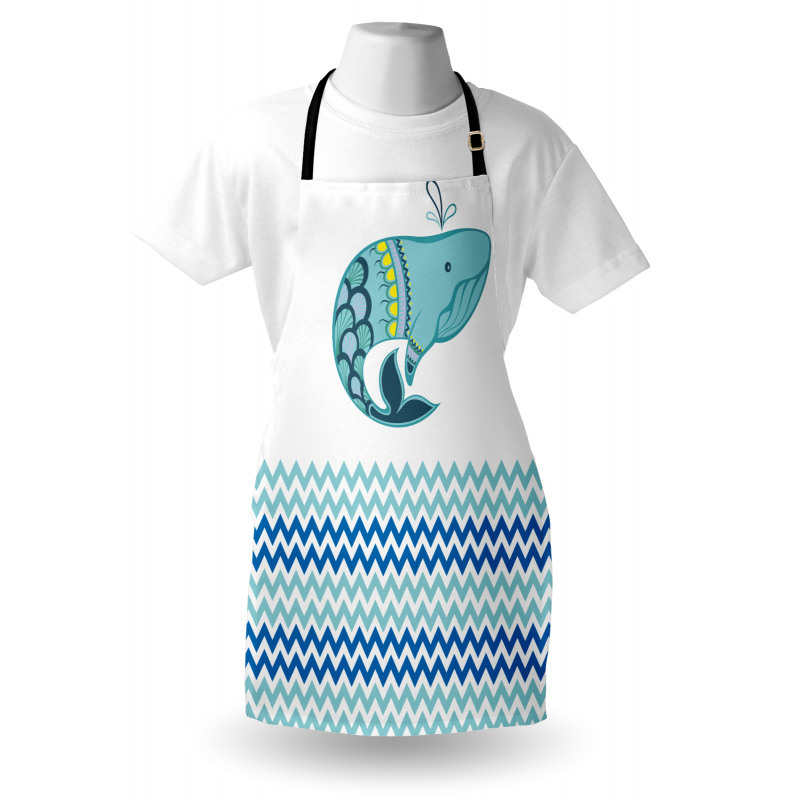 Whale with Zig Zag Pattern Apron