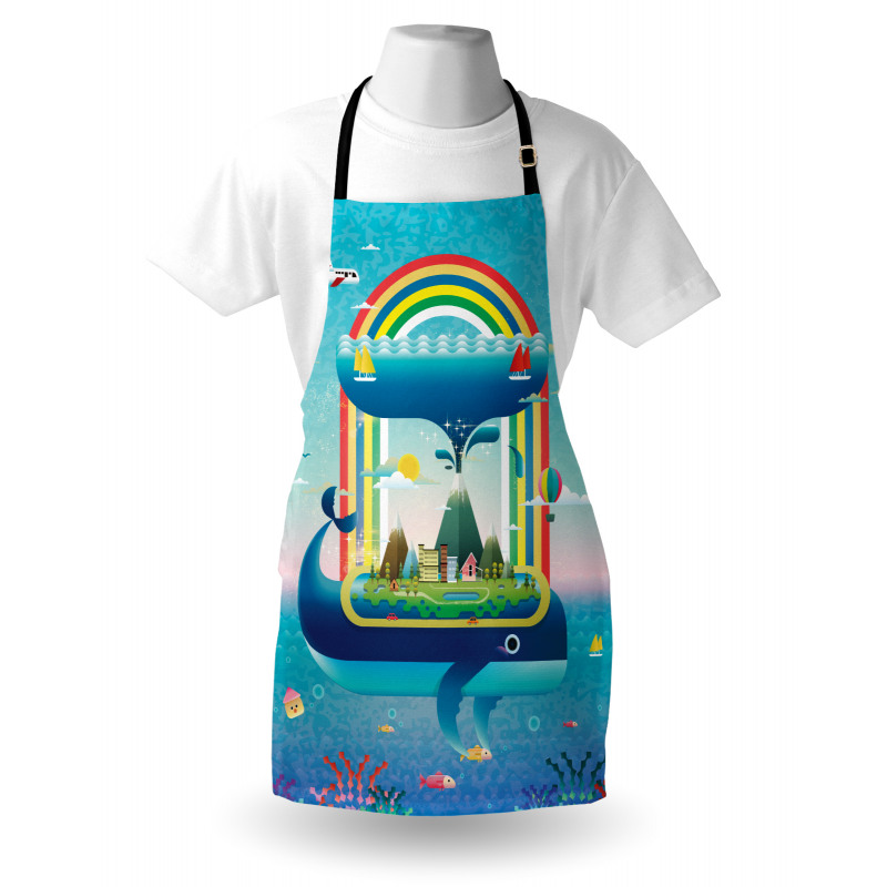 Whale Rainbow Ocean Art Apron