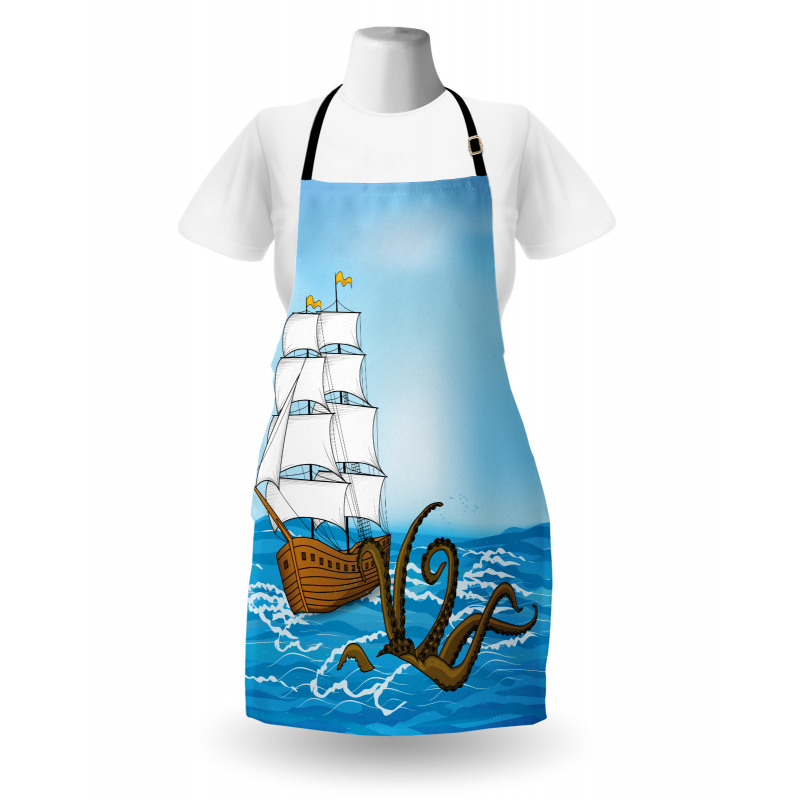 Ship in Waves and Kraken Apron