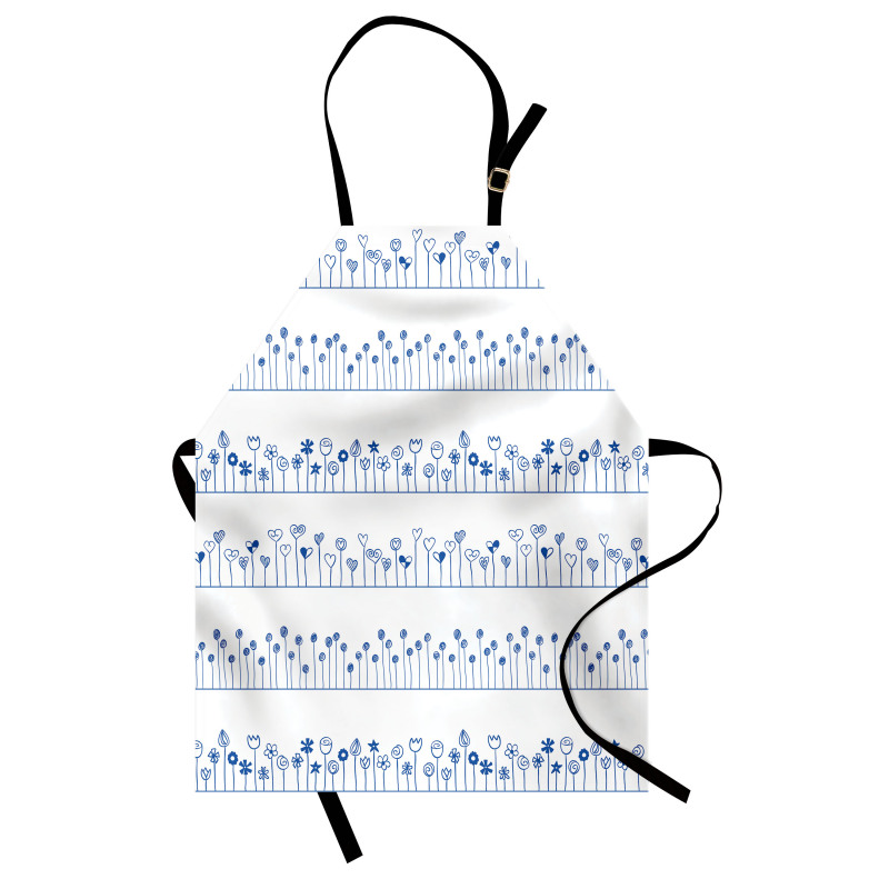 Sketchy Heart and Round Flowers Apron