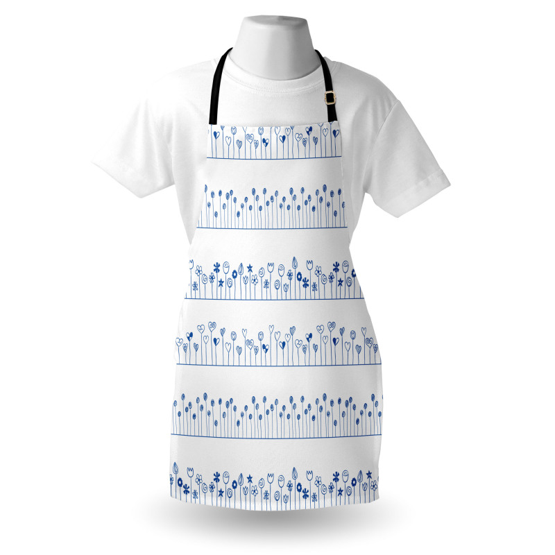 Sketchy Heart and Round Flowers Apron