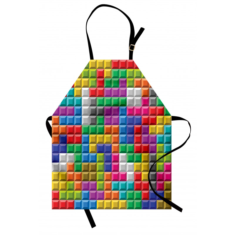 Geometrik Mutfak Önlüğü Tetris Desenli